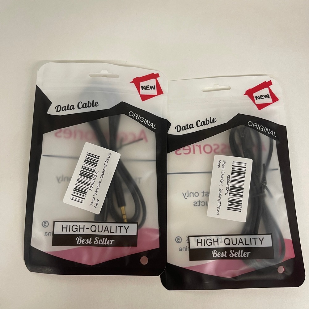 2‎ Pack USB-C to 3.5mm Aux Cable for iPhone 15 Speakers Car Audio 3FT Black
